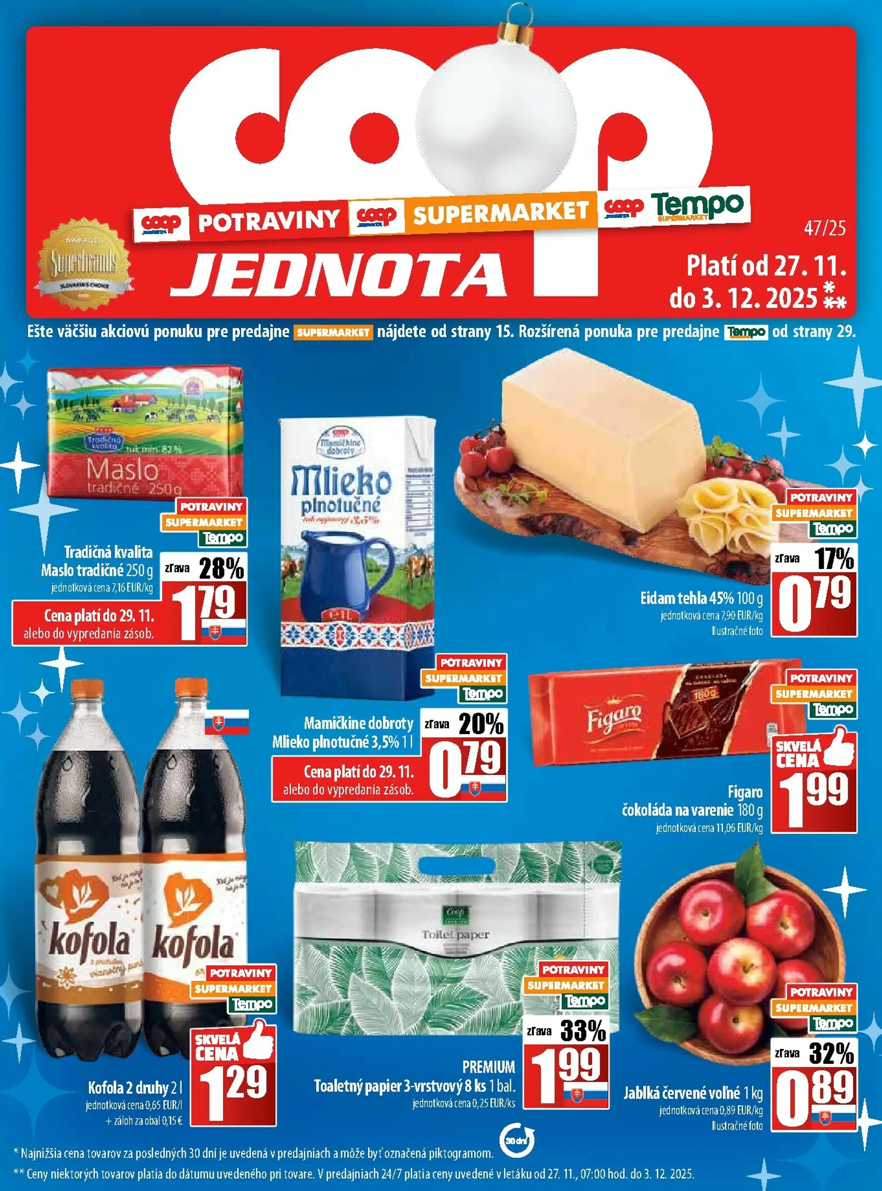 Page 1 of Aktuálny coop-jednota leták platný od štvrtka 27.11 do 03.12