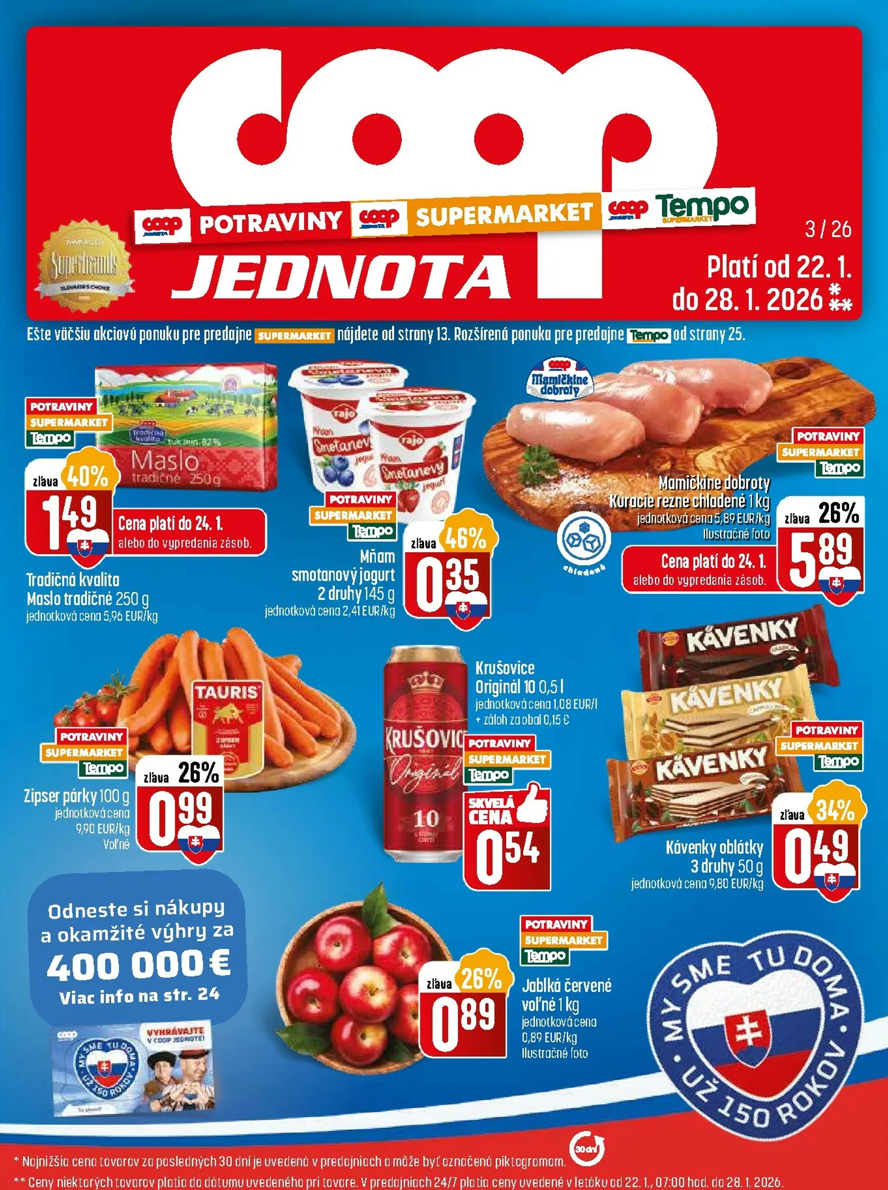 Page 1 of Aktuálny coop-jednota leták platný od štvrtka 22.01 do 28.01