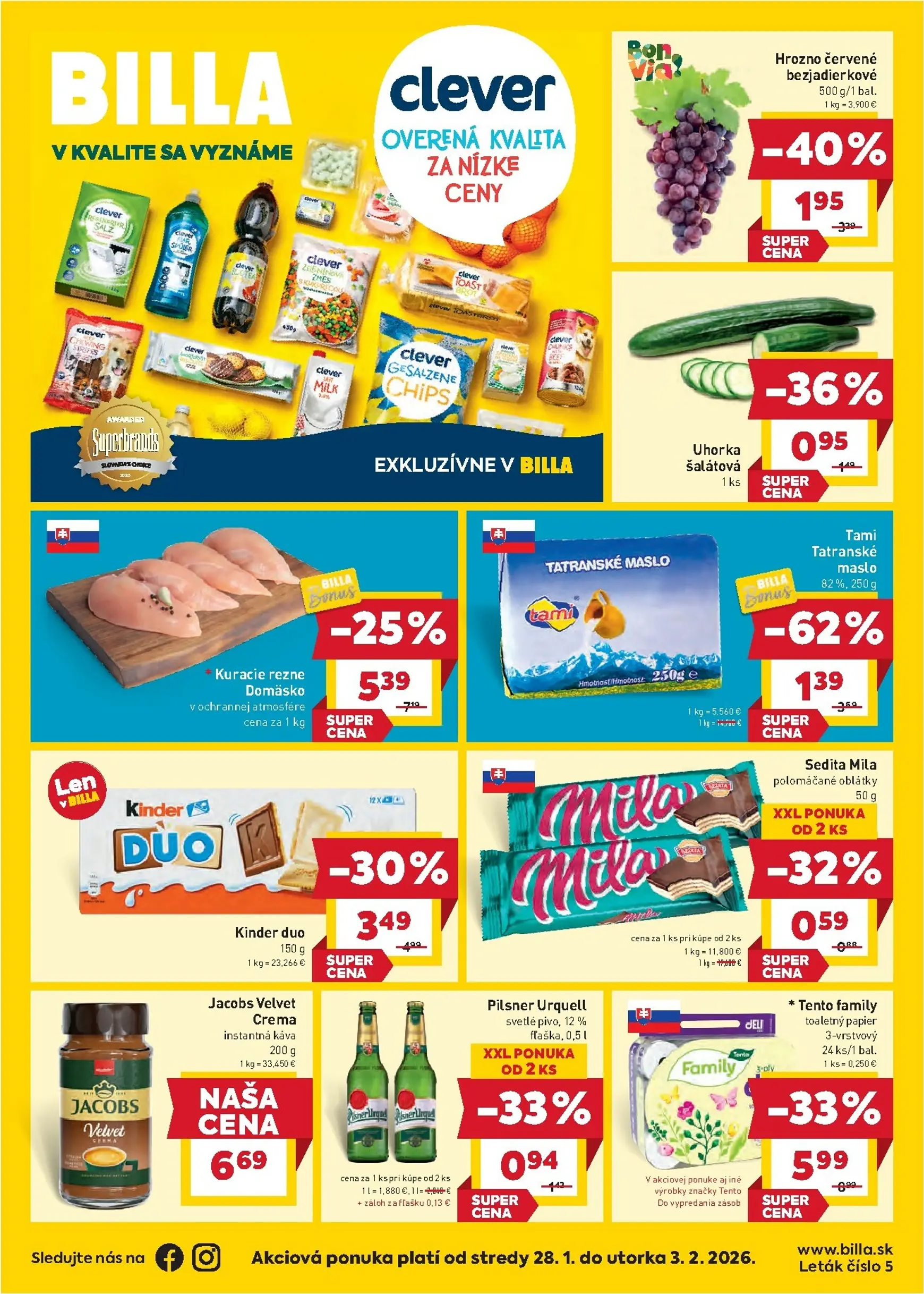 Page 1 of Aktuálny billa leták platný od stredy 28.01 do 03.02