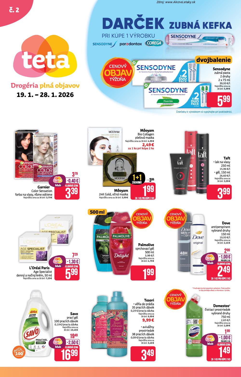 Page 1 of Aktuálny teta-drogerie leták platný od pondelka 19.01 do 28.01