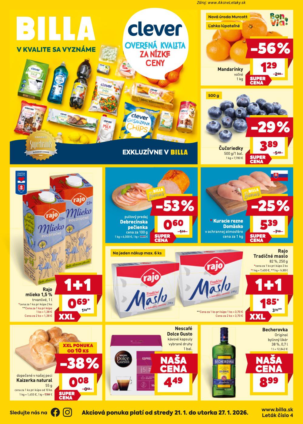 Page 1 of Aktuálny billa leták platný od stredy 21.01 do 27.01