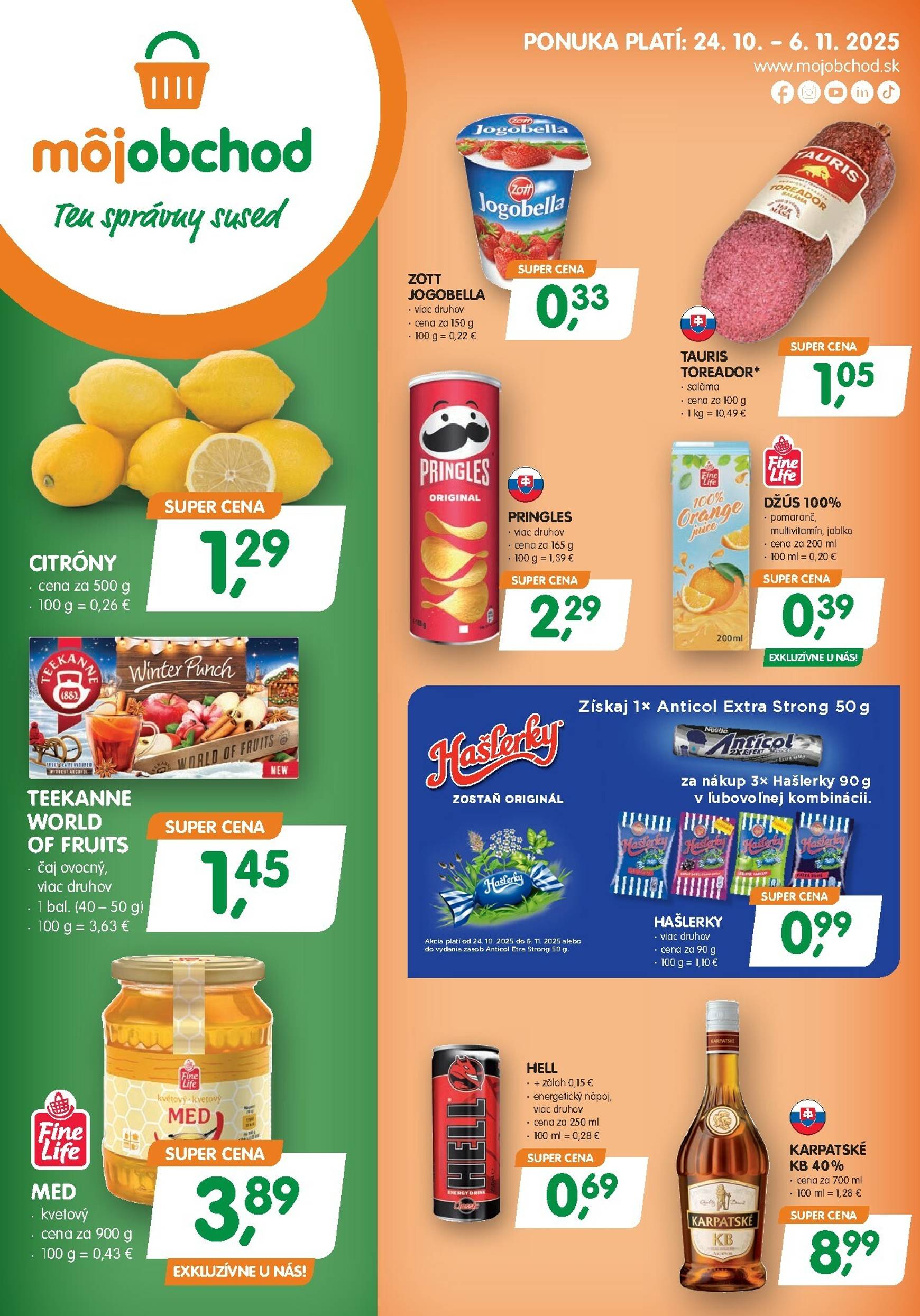 Page 1 of Aktuálny moj-obchod leták platný od piatka 24.10 do 06.11