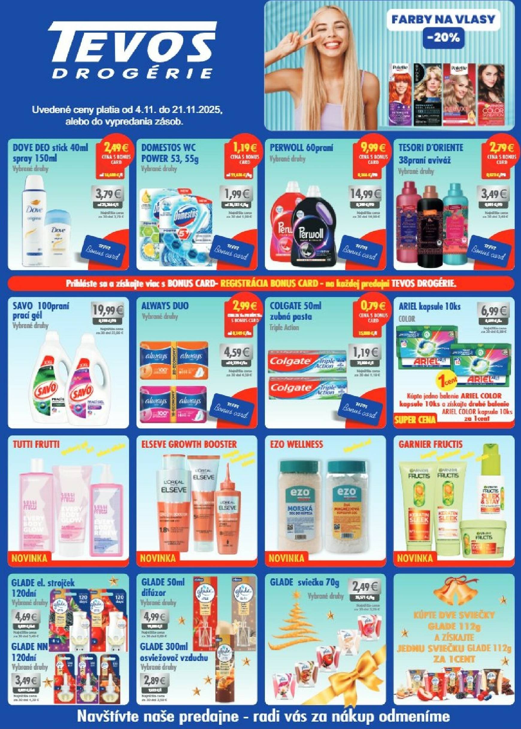 Page 1 of Aktuálny tevos-drogerie leták platný od utorka 04.11 do 21.11