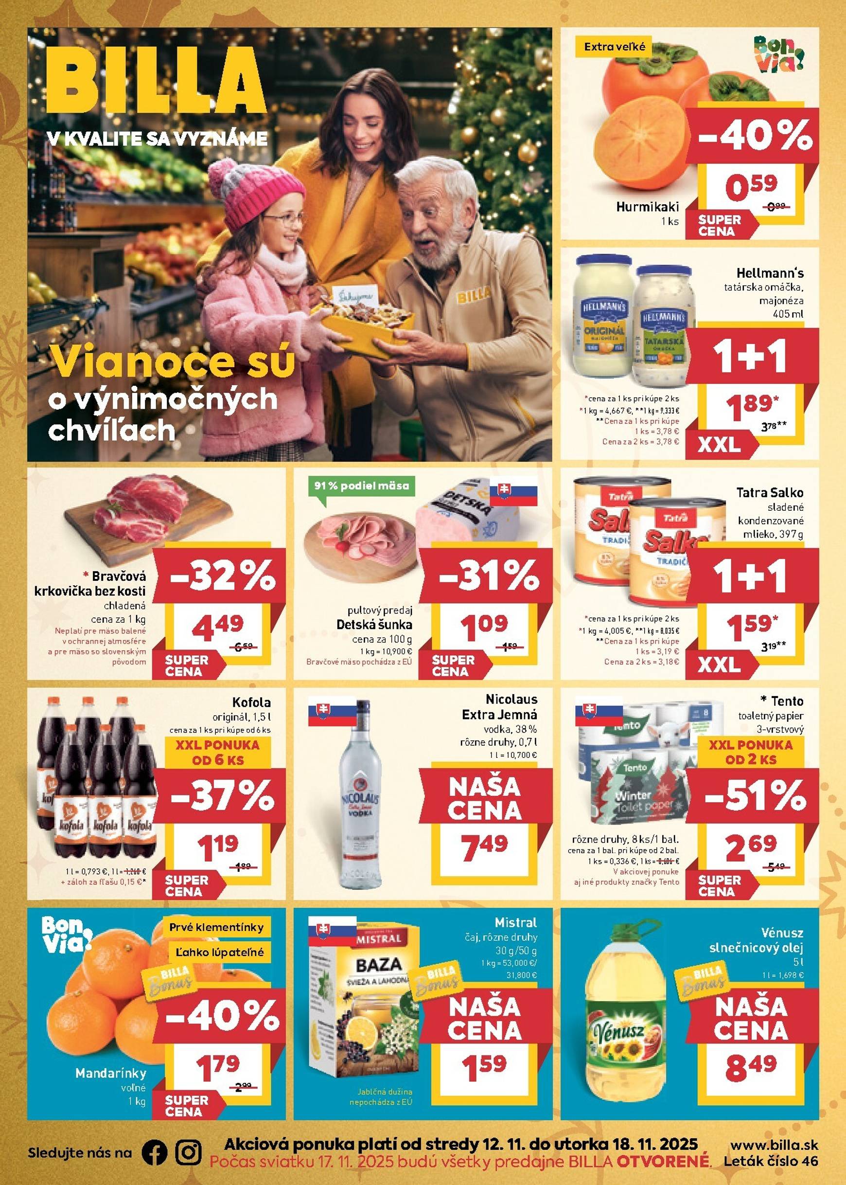 Page 1 of Aktuálny billa leták platný od stredy 12.11 do 18.11