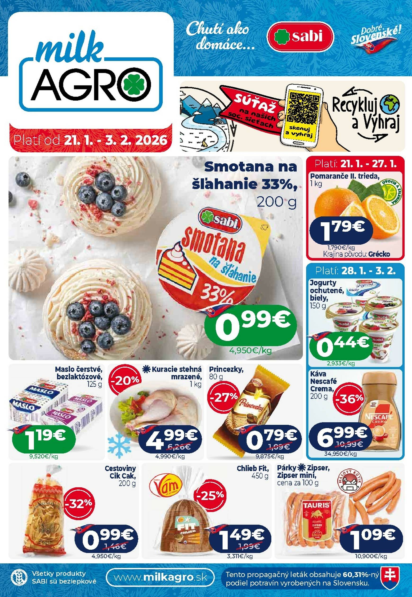 Page 1 of Aktuálny milk-agro leták platný od stredy 21.01 do 03.02