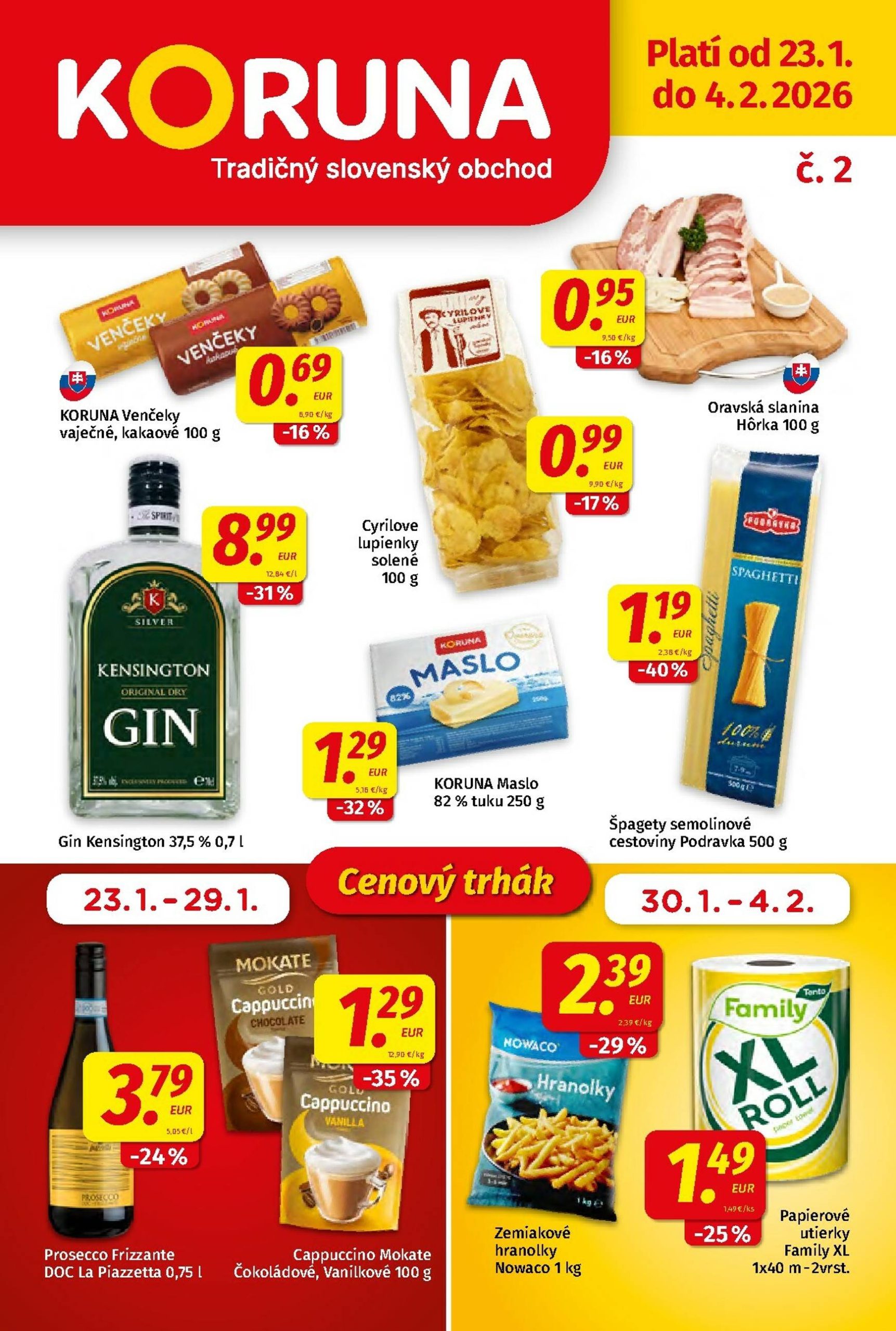 Page 1 of Aktuálny koruna leták platný od piatka 23.01 do 04.02