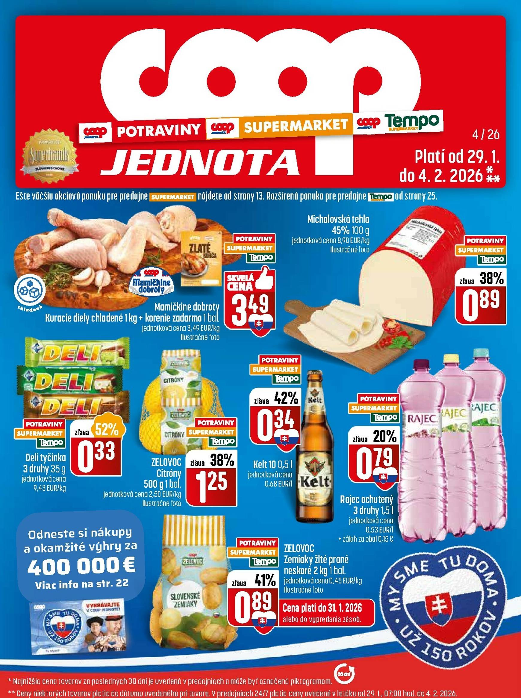 Page 1 of Aktuálny coop-jednota leták platný od štvrtka 29.01 do 04.02