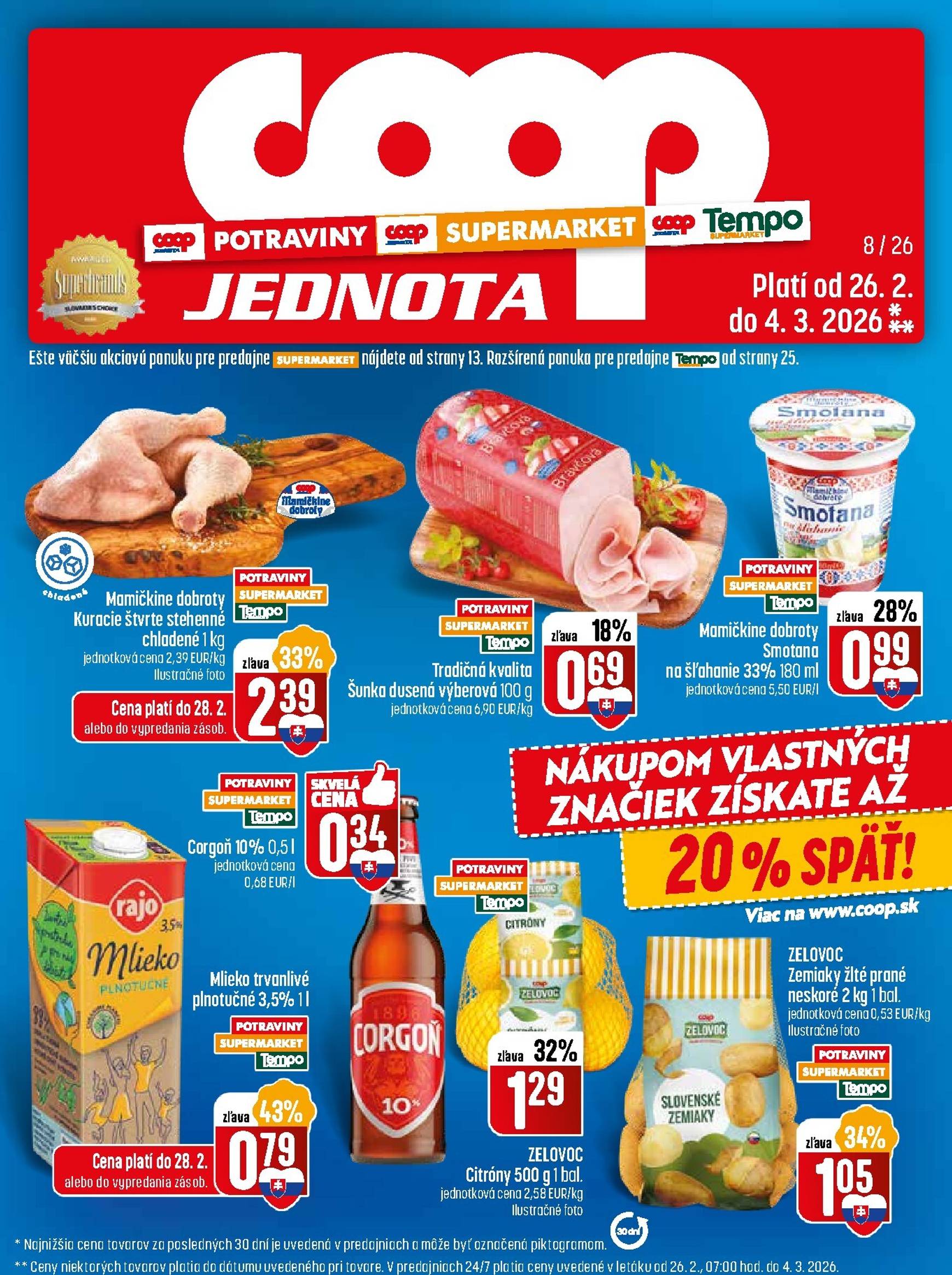 Page 1 of Aktuálny coop-jednota leták platný od štvrtka 26.02 do 04.03